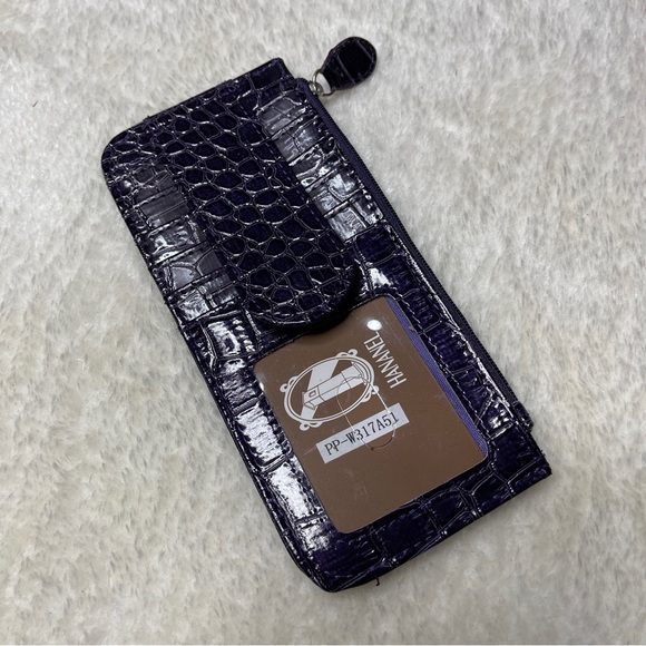 Hananel Reptile Print Purple Wallet - Picture 2 of 10